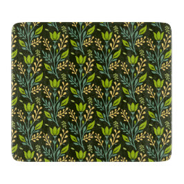 Sophisticated blue & beige floral pattern design  schneidebrett