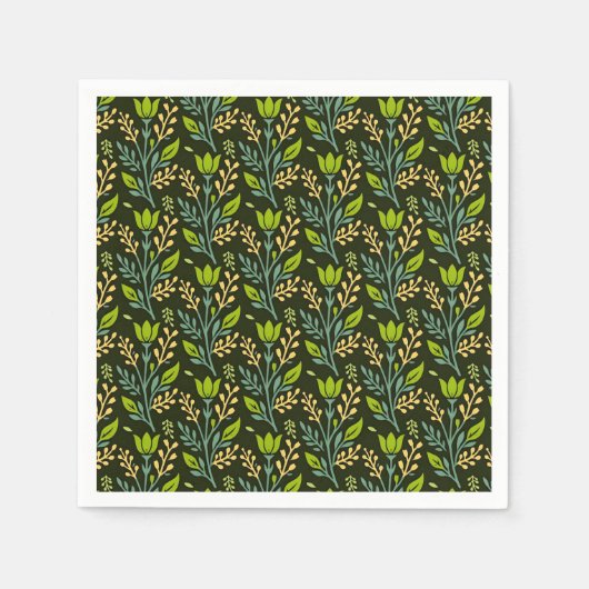 Sophisticated blue & beige floral pattern design  serviette (Vorderseite)