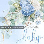 Sophisticated Blue Floral Baby Shower Invitation Einladung