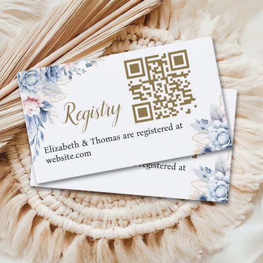 Sophisticated Blue Floral Bridal Shower Begleitkarte