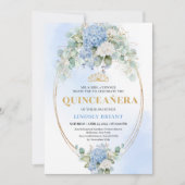 Sophisticated Blue Hydrangea Gold Quince Invitatio Einladung (Vorderseite)