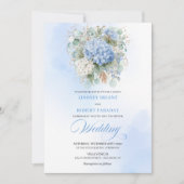 Sophisticated Blue Hydrangea Gold Wedding Invite Einladung (Vorderseite)