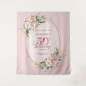 Sophisticated Blush Floral 50th Birthday Backdrop Wandteppich (Vorderseite)