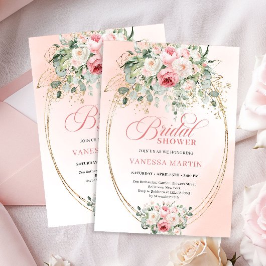 Sophisticated Blush Gold Bridal Shower Invitation Einladung