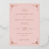 Sophisticated Blush Pink Geometric Folieneinladung (Vorderseite)