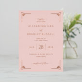 Sophisticated Blush Pink Geometric Folieneinladung (Stehend vorne)