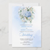 Sophisticated Bohemian Soft Blue Hydrangea Wedding Einladung (Vorderseite)