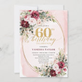 Sophisticated Boho Blush Gold 60th Birthday Invite Einladung (Vorderseite)