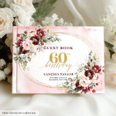 Sophisticated Boho Blush Roses Gold 60th Birthday Gästebuch