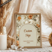 Sophisticated Boho Copper Ivory Sage Floral Custom Poster