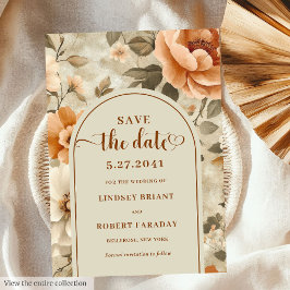 Sophisticated Boho Neutral Beige Sage Save Date Einladung