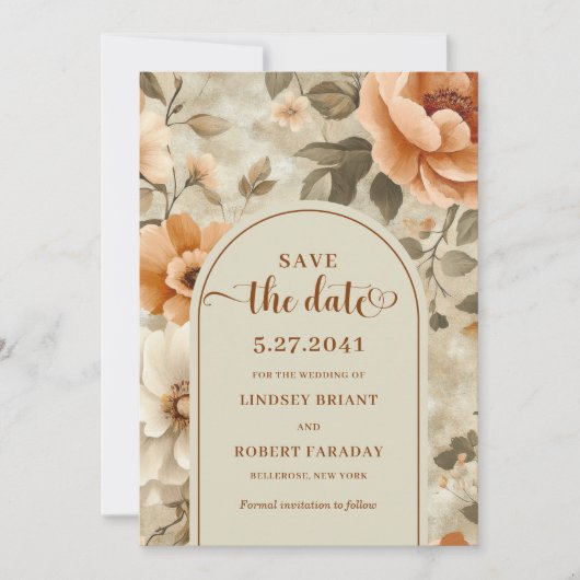 Sophisticated Boho Neutral Beige Sage Save Date Einladung (Vorderseite)
