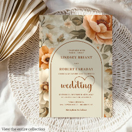 Sophisticated Boho Terra Cotta Ivory Sage Wedding  Einladung