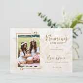 Sophisticated Botanical Gold Frame Photo Einladung (Stehend Vorderseite)