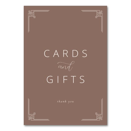 Sophisticated Brown Minimalist Gratitude Card Tischnummer (Vorderseite)