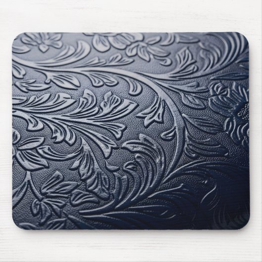 Sophisticated Dark Blue 3D Rose Petal Pattern  Mousepad (Vorne)