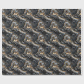 Sophisticated Dark Gray Marbled Gold Waves Geschenkpapier (Flach)
