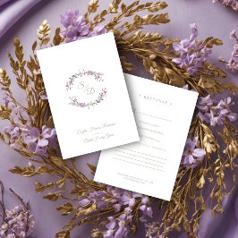 Sophisticated Elegant Lilac Floral Wedding Garland RSVP Karte