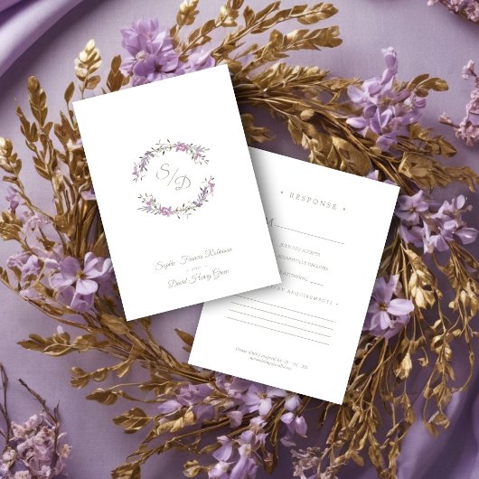 Sophisticated Elegant Lilac Floral Wedding Garland RSVP Karte