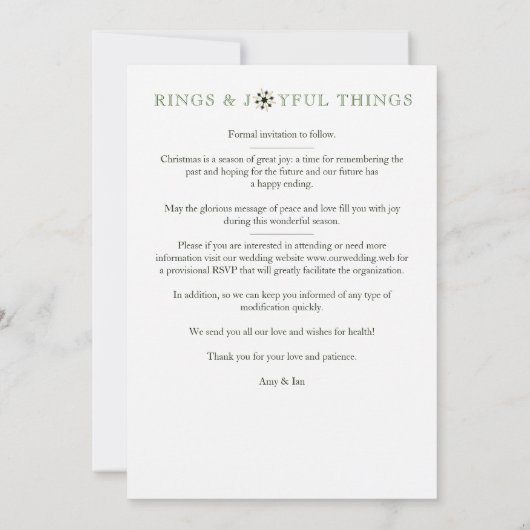 Sophisticated Exquisite Christmas Snowflakes Save The Date (Rückseite)