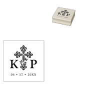 Sophisticated Faith Cross Wedding Initials Gummistempel (Stempel)