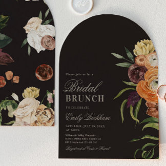 Sophisticated Floral Arch Bridal Brunch Invitation Einladung