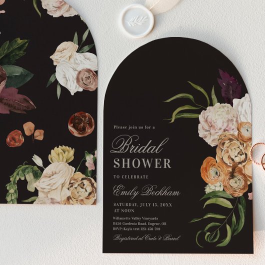 Sophisticated Floral Arch Bridal Shower Invitation Einladung