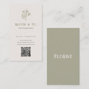 Sophisticated Floral Beige Elegante Minimal-Karte Visitenkarte