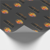 Sophisticated Floral Design Black Orange Flowers Geschenkpapier (Ecke)
