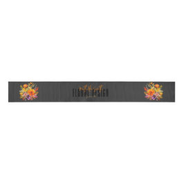 Sophisticated Floral Design Black Orange Flowers Ripsband