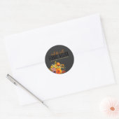 Sophisticated Floral Design Black Orange Flowers Runder Aufkleber (Umschlag)