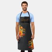 Sophisticated Floral Design Black Orange Flowers  Schürze (Getragen)