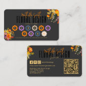 Sophisticated Floral Design Black Orange Loyalty Visitenkarte (Vorne/Hinten)