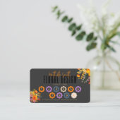Sophisticated Floral Design Black Orange Loyalty Visitenkarte (Stehend Vorderseite)