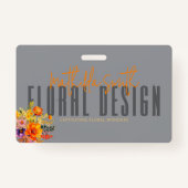 Sophisticated Floral Design Gray Orange Flowers Ausweis (Vorderseite)