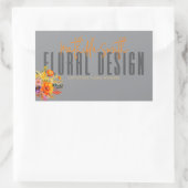 Sophisticated Floral Design Gray Orange Flowers Rechteckiger Aufkleber (Tasche)