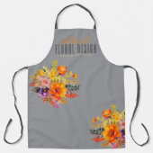 Sophisticated Floral Design Gray Orange Flowers  Schürze (Vorderseite)