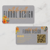 Sophisticated Floral Design Gray Orange Flowers  Visitenkarte (Vorne/Hinten)