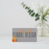 Sophisticated Floral Design Gray Orange Flowers  Visitenkarte (Stehend Vorderseite)