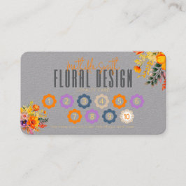 Sophisticated Floral Design Gray Orange Loyalty Visitenkarte