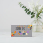 Sophisticated Floral Design Gray Orange Loyalty Visitenkarte (Stehend Vorderseite)