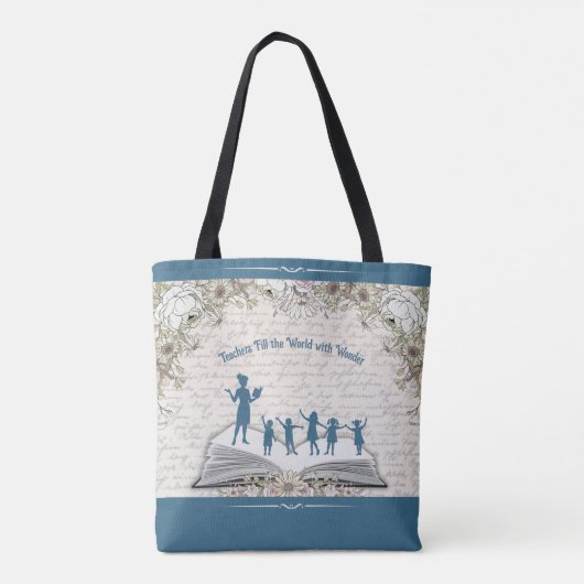 Sophisticated Floral Script Teacher Appreciation Tasche (Rückseite)