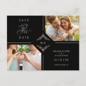 Sophisticated Flourish Wedding Initials Ornamental Ankündigungspostkarte (Vorderseite)