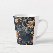 Sophisticated Gold Flowers On Navy Blue Milchtasse (Rechts)
