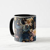 Sophisticated Gold Flowers On Navy Blue Tasse (Vorderseite Links)