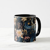 Sophisticated Gold Flowers On Navy Blue Tasse (VorderseiteRechts)