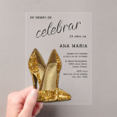 Sophisticated Gold Spanish Feminine Birthday  Acryleinladungen (Insitu (Handheld))