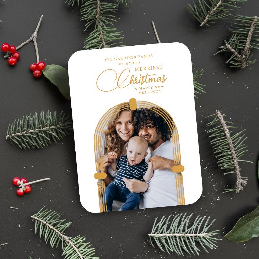 Sophisticated Golden Arch Photo Merriest Christmas Magnet