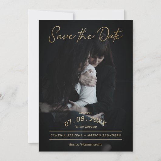 Sophisticated Golden Script Photo LGTB Wedding (Vorderseite)