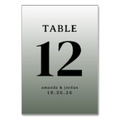 Sophisticated Gray Gradient Wedding Table Card Tischnummer (Rückseite)